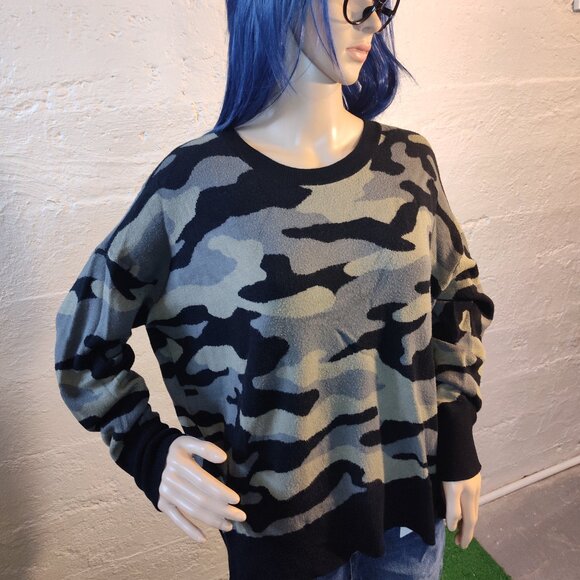 Isaac Mizrahi NY Olive Green Black Camo Long Sleeve Soft Knit Sweater Size XXL - Picture 8 of 12